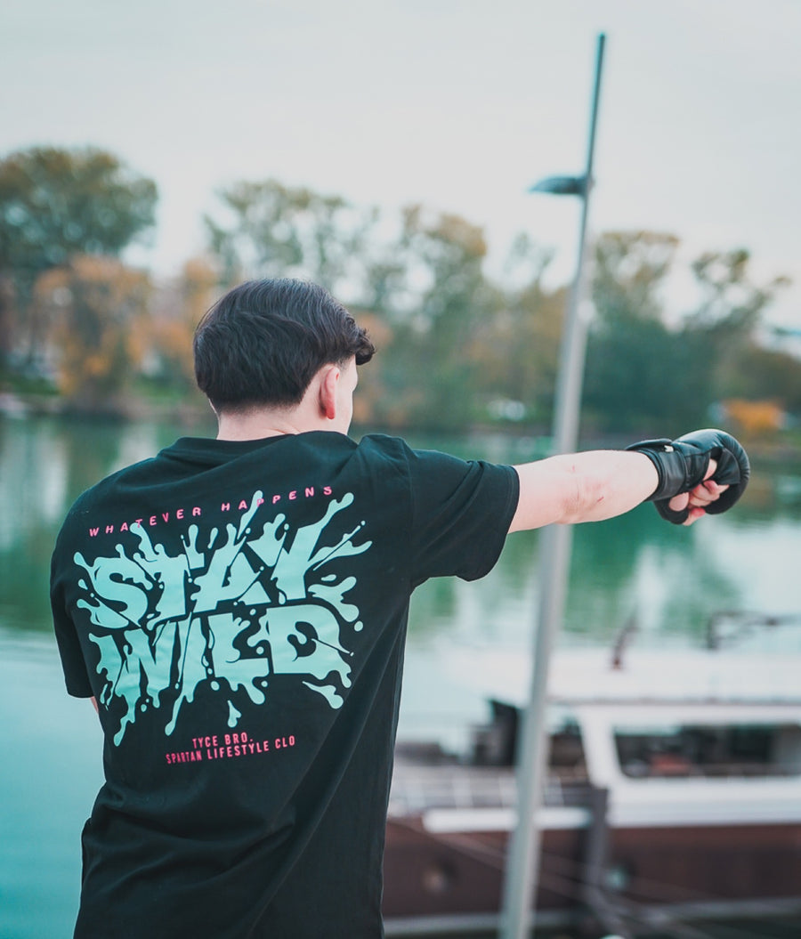 Porté — T-shirt oversize Stay Wild noir, dos