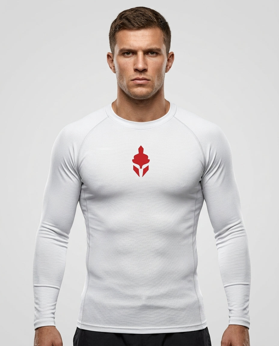 T-Shirt Skin Compression Manches Longues Blanc Homme — MMA / BJJ