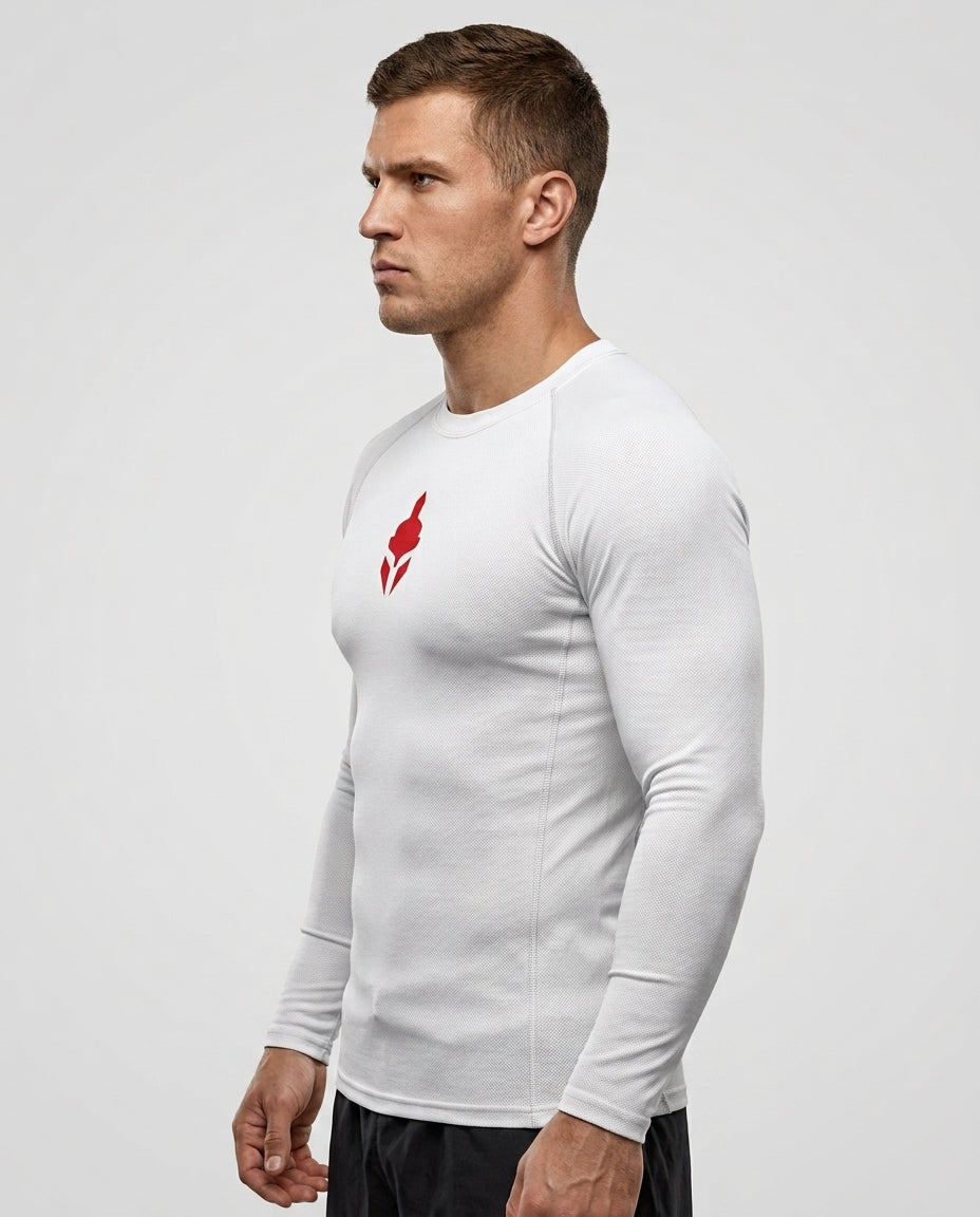 T-Shirt Skin Compression Manches Longues Blanc Homme — MMA / BJJ