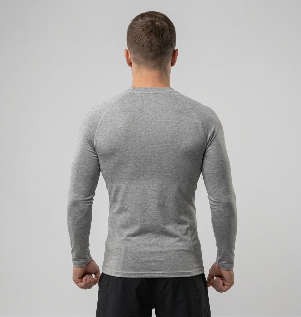 T-Shirt Skin Compression Manches Longues Gris Chiné Homme — MMA / BJJ