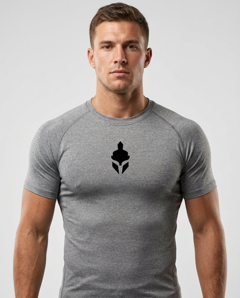 T-Shirt Skin Compression Gris Chiné Homme — MMA / BJJ / CrossFit