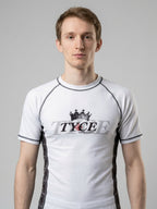 Rashguard TYCE 7 Guerriers Baudouin IV - blanc, couronne du roi lepreux - vue de face