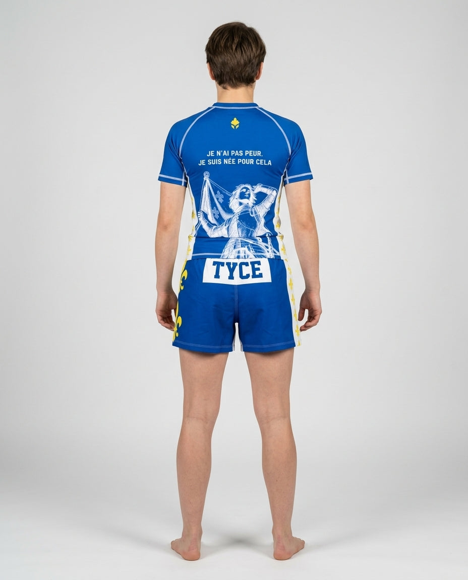 Ensemble Jeanne d'Arc CULTURE OF WAR — rashguard et short de combat TYCE