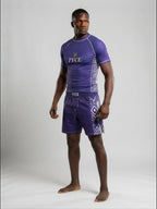 Ensemble TYCE 7 Guerriers Shaka Zulu - rashguard et short violets - vue de face